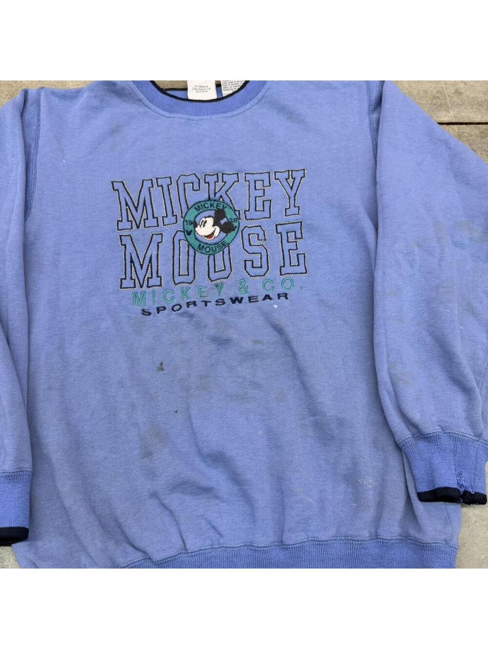 vintage mickey mouse sportswear blue disney crewneck size medium HAS STAIN - Picture 3 of 6